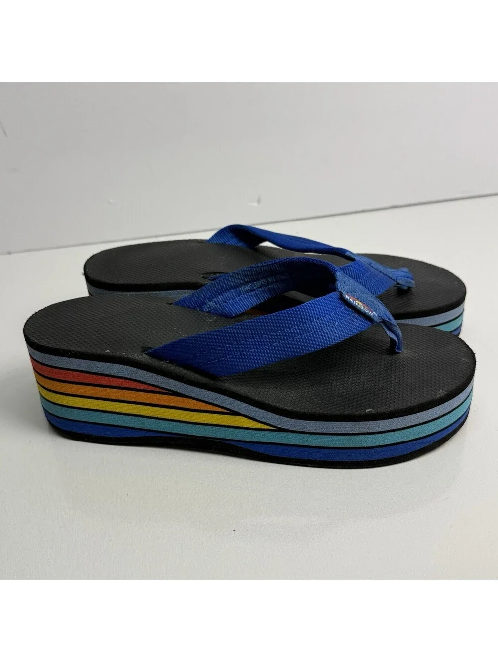 Women's Rainbow Sandals Six Layer Classic Wedge Sandal S 6 Vintage Y2K Colourful